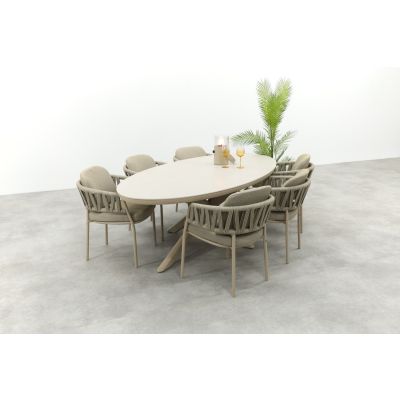 Taste Calma/Ventaro ovale tuinset voor 6 personen 240x115 cm. - Latte