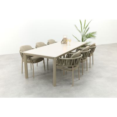 Taste Calma/Hartman Kyra rope tuinset voor 6 personen 240x100 cm. - Latte