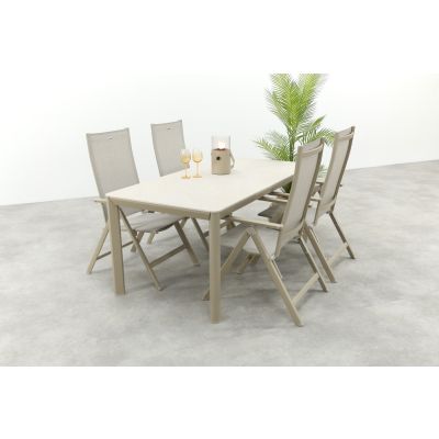 Hartman Napoli/Kyra verstelbare tuinset voor 4 personen 180x90 cm. - Latte
