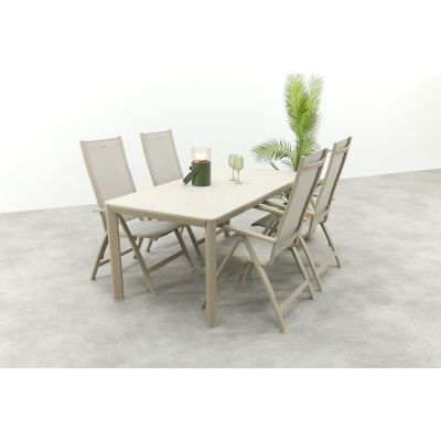 Hartman Roma/Kyra verstelbare tuinset voor 4 personen 180x90 cm. - Latte
