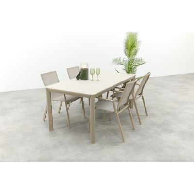 Atmos/Hartman Kyra aluminium tuinset voor 4 personen 180x90 cm. - Latte