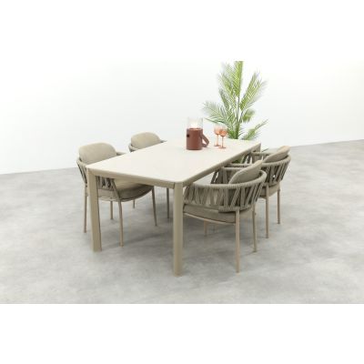 Taste Calma/Hartman Kyra rope tuinset voor 4 personen 180x90 cm. - Latte