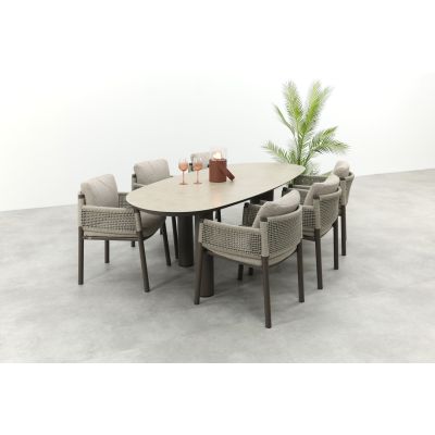 4SO Savanne/Denia 6-persoons organische tuinset 240x105 cm. - Terre