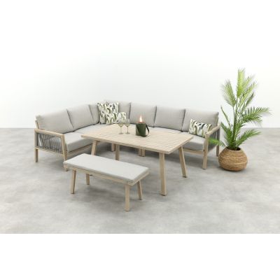 GI Decala rope lounge-/diningset incl. tuinbank - Teak/Zand