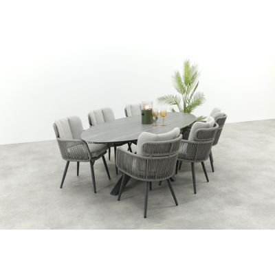 GI Linares/Scotland 6-persoons ovale tuinset 230x115 cm. - Antraciet