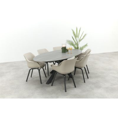 Hartman Sophie/Scotland 6-persoons ovale tuinset 230x115 cm. - Zand/Antraciet