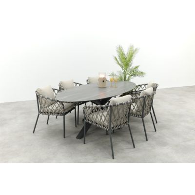 Sara/GI Scotland 6-persoons ovale tuinset 230x115 cm. - Antraciet