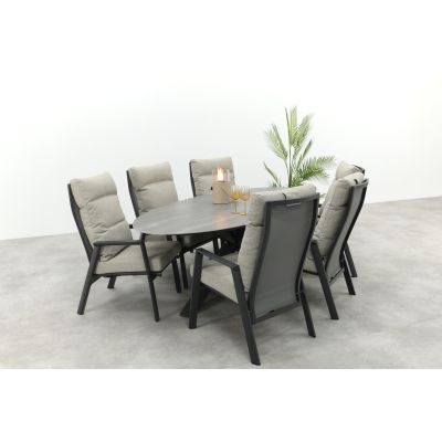 Lagos/GI Scotland 6-persoons verstelbare ovale tuinset 230x115 cm. - Antraciet