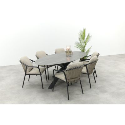 Pisa/GI Scotland 6-persoons ovale tuinset 230x115 cm. - Royal Grey