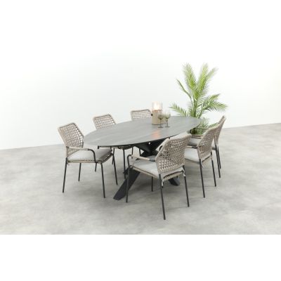 GI Swifty/Scotland 6-persoons stapelbare ovale tuinset 230x115 cm. - Antraciet