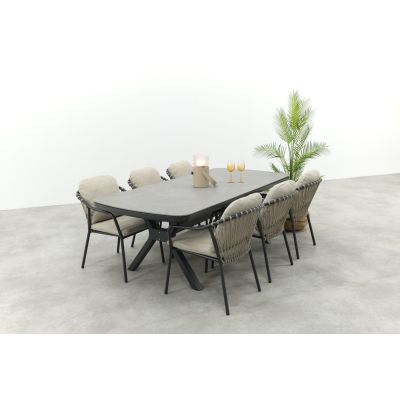 Pisa/Ponto rope tuinset voor 6 personen 220x100 cm. - Antraciet