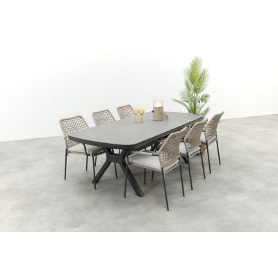 GI Swifty/Ponto stapelbare tuinset voor 6 personen 220x100 cm. - Antraciet