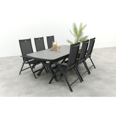 Hartman Napoli/Ponto verstelbare tuinset voor 6 personen 220x100 cm. - Antraciet