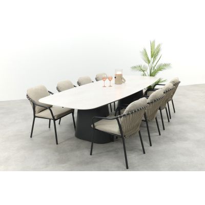 Pisa/GI Denver 8-persoons Deens ovale tuinset 320x120 cm. - Royal Grey