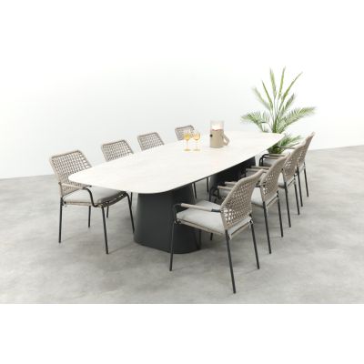 GI Swifty/Denver 8-persoons Deens ovale stapelbare tuinset 320x120 cm.