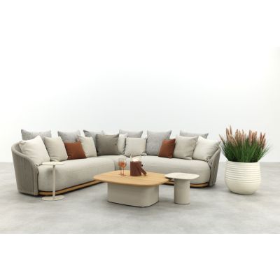 Loom rope loungeset met teak detail - Mokka