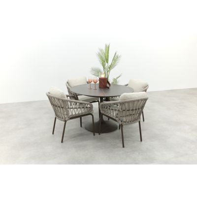 Suns Tosca/Nova ronde tuinset  voor 4 personen Ø120 cm. - Rope/Brons