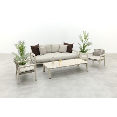 Moretti loungeset met loungebank met verstelbare zitdiepte, stoelen en tafel (4-dlg) - Mokka