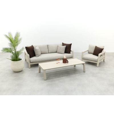 Moretti loungeset met loungebank met verstelbare zitdiepte en loungestoel (3-dlg) - Mokka