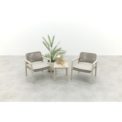 Moretti rope loungestoelen set met bijzettafel (3-dlg) - Mokka