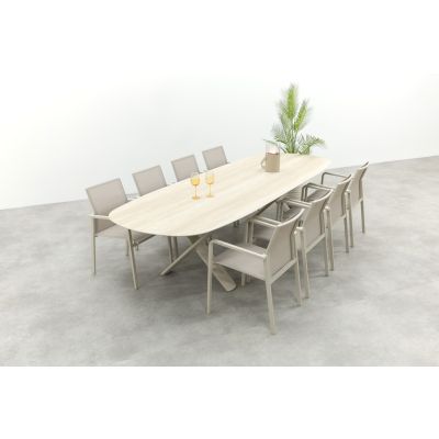 Wales/Indigo uitschuifbare tuinset voor 8 personen 250-310x110 cm. - Keramiek/Mokka