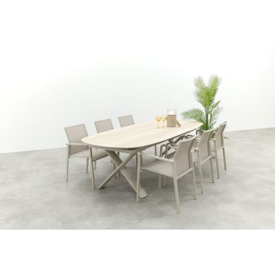 Wales/Indigo uitschuifbare tuinset voor 6 personen 250-310x110 cm. - Keramiek/Mokka