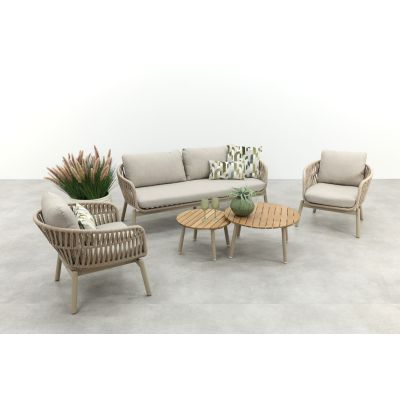 Romeo/Mindo rope stoel-bank loungeset - Latte