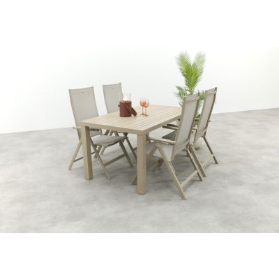 Hartman Napoli/Lena dining tuinset voor 4 personen 160x90 cm. - Latte