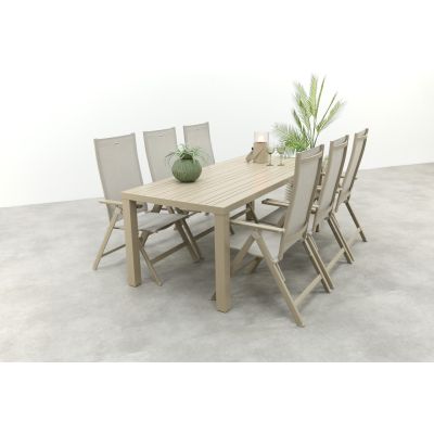 Hartman Napoli/Lena dining tuinset voor 6 personen 210x90 cm. - Latte