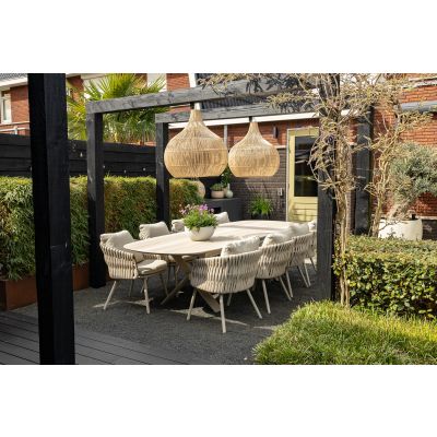 Baya/Indigo uitschuifbare tuinset voor 8 personen 250-310x110 cm. - Keramiek/Mokka