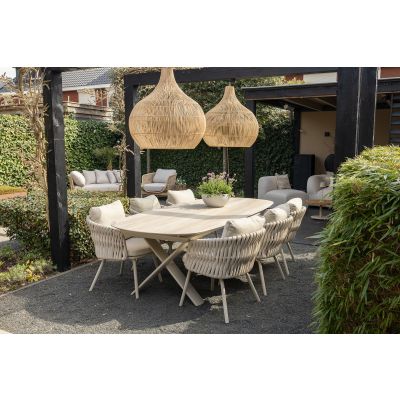 Baya/Indigo uitschuifbare tuinset voor 6 personen 250-310x110 cm. - Keramiek/Mokka