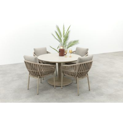 Romeo/Rodez 4-persoons tuinset Ø120 cm. - Latte