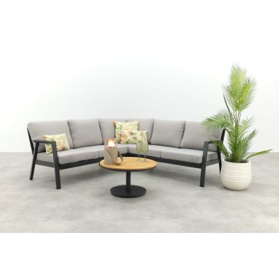 Viento/Canto aluminium hoekbank loungeset - Royal Grey/Teak