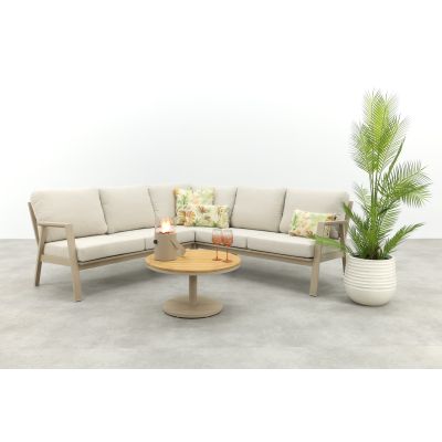 Viento/Canto aluminium hoekbank loungeset - Latte/Teak