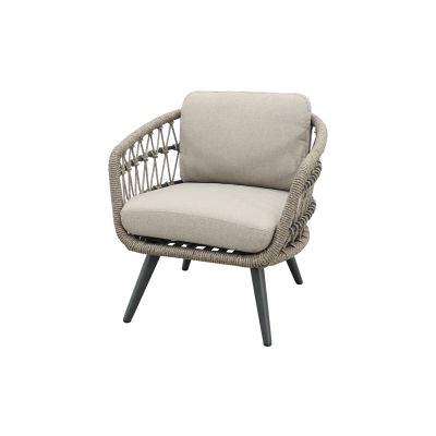 Julia natural rope low-dining tuinstoel - Antraciet