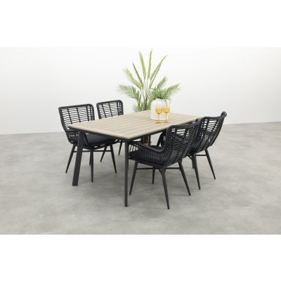 Jasmine Black/GI Vigo 4-persoons dining tuinset 160x90 cm.
