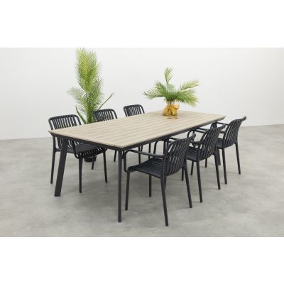 Stripe/Vigo 230 cm. stapelbare tuinset 7-delig