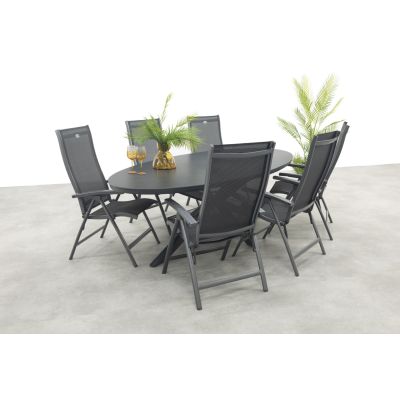 Hartman Salvatore/Ventaro verstelbare ovale tuinset 240x115 cm. - Antraciet