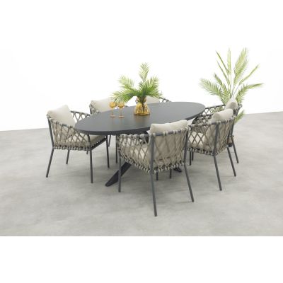 Sara/Ventaro ovale tuinset 240x115 cm. - Antraciet