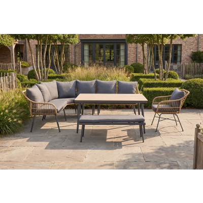 GI Margriet lounge-/dining set met stoel - Naturel wicker