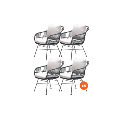 Set van 4 - Garden Impressions Margriet tuinstoel - Zwart/Zand