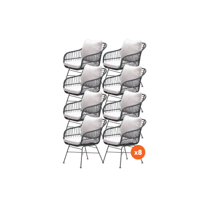 Set van 8 - Garden Impressions Margriet tuinstoel - Zwart/Zand