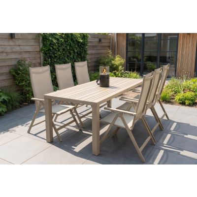 Hartman Napoli/Lena dining tuinset voor 6 personen 210x90 cm. - Latte