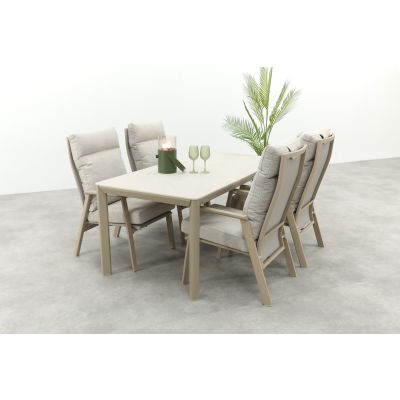Lagos/Hartman Kyra verstelbare tuinset voor 4 personen 180x90 cm. - Latte