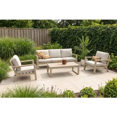 Hugo aluminium stoel-bank loungeset - Latte/Beige