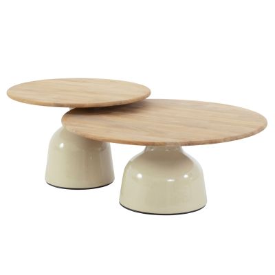 4SO June koffietafel set (2-delig)  - Teak/Cream