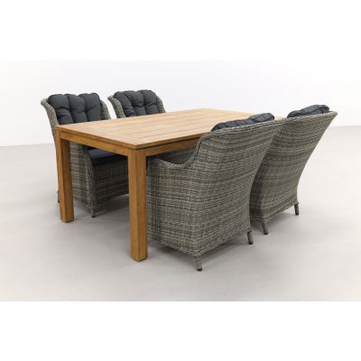 King -  Paloma Grijs / Rome teak 170 cm. - Natural Brown - tuinset