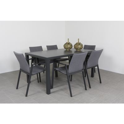 Lima/Alma 6-persoons stapelbare tuinset 160x90 cm. - Antraciet