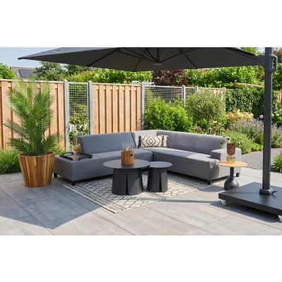 Malaga/Velora antraciet - hoekbank loungeset chaise longue - lichtgrijs