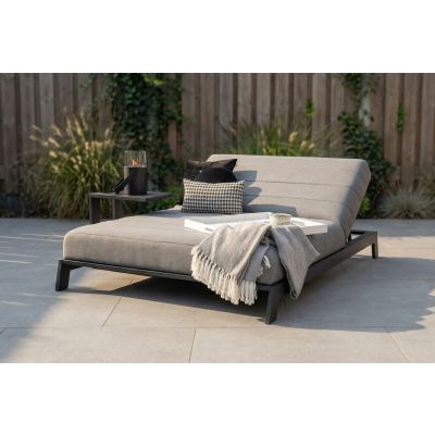 Mexico 2-persoons sunbrella ligbed met bijzettafel - Lichtgrijs